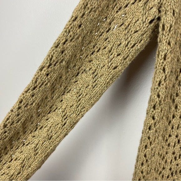 Old Navy Knit Collared Angora Lambs Wool Blend Sweater Cardigan Medium Tan - Picture 8 of 12